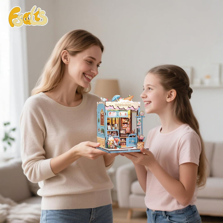Fsolis Book Nook Kit - Kreatives 3D-Puzzle mit LED-Beleuchtung für einzigartige Miniatur-Welten Jung