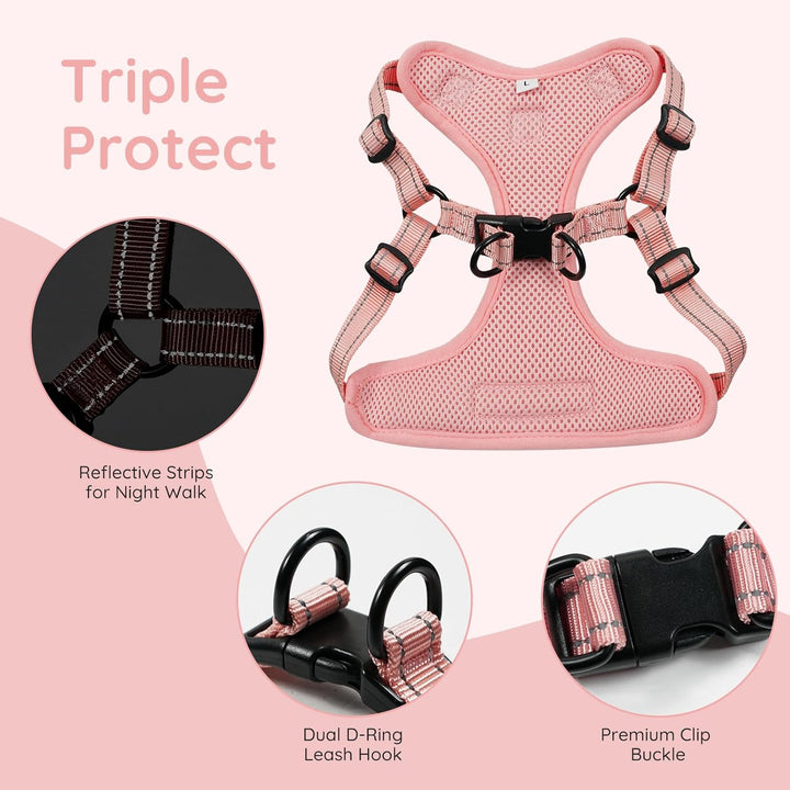 BELLA & PAL Hundegeschirr und Leine Set, Step-in Design mit atmungsaktivem Air-Mesh, reflektierenden