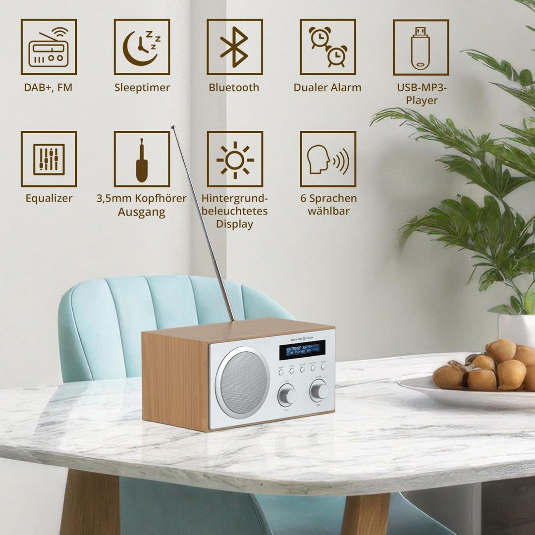 Bennett & Ross DAB-258 NT Vikedal DAB+/FM Digitalradio - Bluetooth Streaming vom Smartphone - USB MP