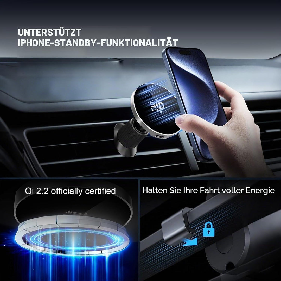 Qi2.2 Zertifizierte 25W Mag-Safe Autohalterung mit aktiver Kühlung – Magnetische Handyhalterung für