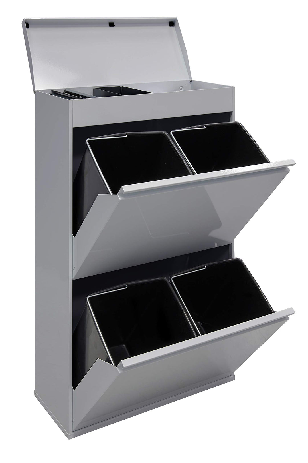 ARREGUI Top CR622-B Mülltrennsystem aus Stahl mit Aufbewahrungsbox mit Deckel | 4 Fächer Mülleimer f