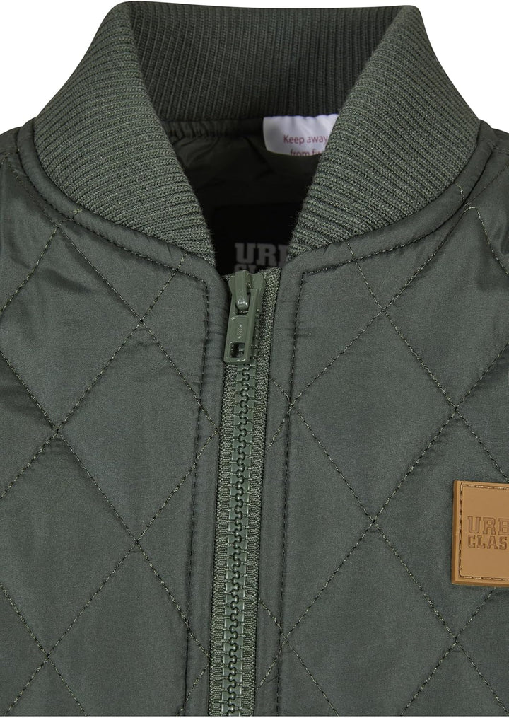 Urban Classics Jungen Boys Diamond Quilt Nylon Jacket Jacke 134-140 olive, 134-140 olive