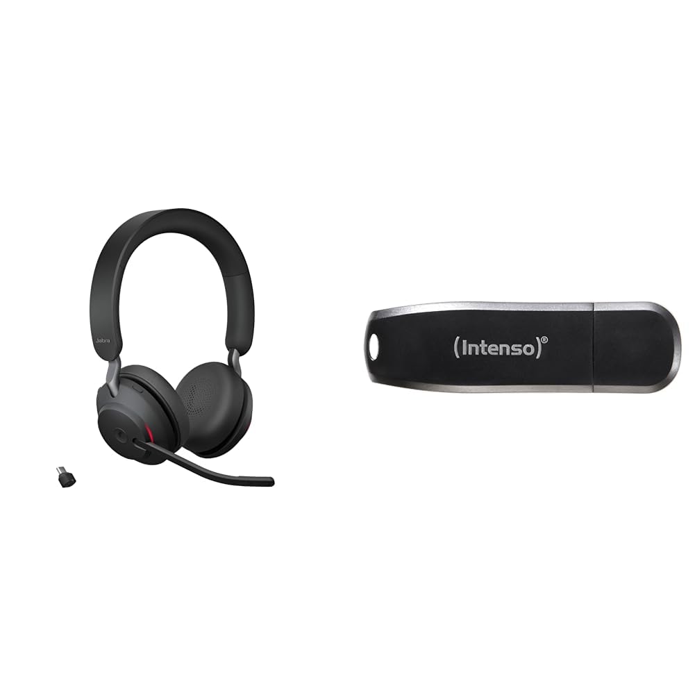 Jabra Evolve2 65 Wireless PC Headset & Intenso Speed Line, 64GB Speicherstick, USB-Stick 3.2 Gen 1x1