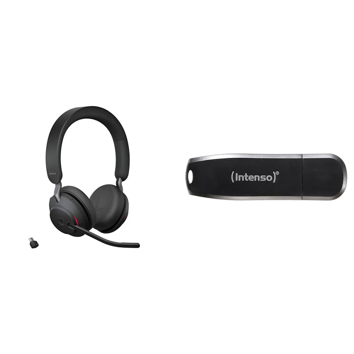 Jabra Evolve2 65 Wireless PC Headset & Intenso Speed Line, 64GB Speicherstick, USB-Stick 3.2 Gen 1x1