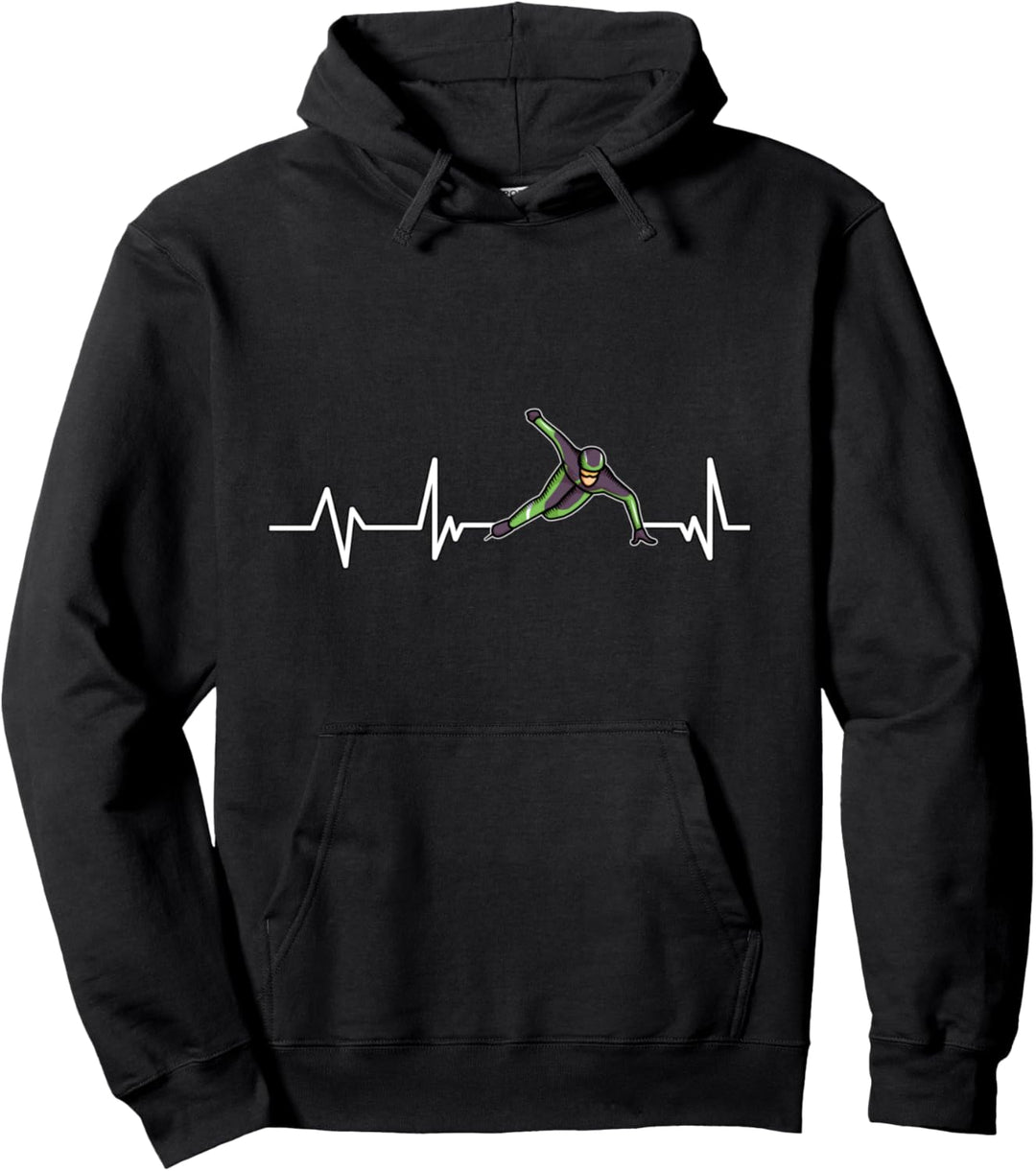 Schlittschuh Herzschlag Eisschnellläufer Eisschnelllauf Pullover Hoodie