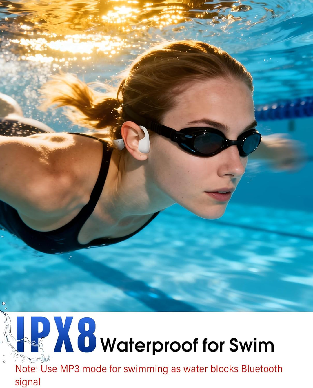 Knochenschall Kopfhörer Schwimmen, IPX8, Bluetooth 6.0, 8 GB MP3 | Open-Ear Sportkopfhörer, IPX8 Was