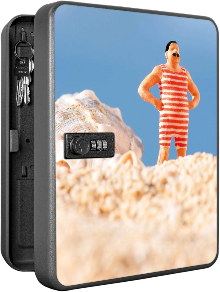 banjado® Burg-Wächter® abschliessbarer Schlüsselkasten mit Motiv Bademeister für 36 Schlüssel - Schl