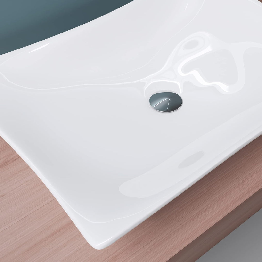 Mai & Mai: Aufsatzwaschbecken Brüssel910 aus Keramik, eckig, mit Nano-Beschichtung Weiss | Modell Br