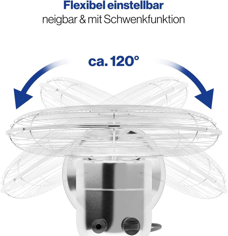 ProfiCare Tisch-Ventilator PC-VL 3063 M elektro Ventilator im hochwertigen Metall-Gehäuse, kleiner L