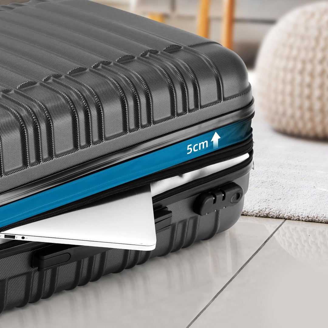 Reisekoffer 2088 Hartschalekoffer Gepäck Koffer Trolley Bordcase Handgepäck M in 14 Farben (Schwarz)