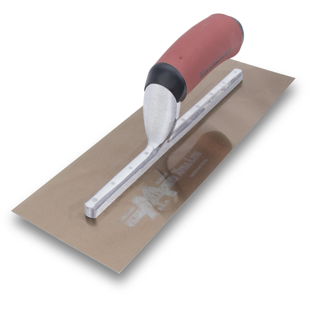 Marshalltown Glättkelle mit gebogenem Durasoft Griff aus Goldstahl, für Boden und Beton sehr gut gee
