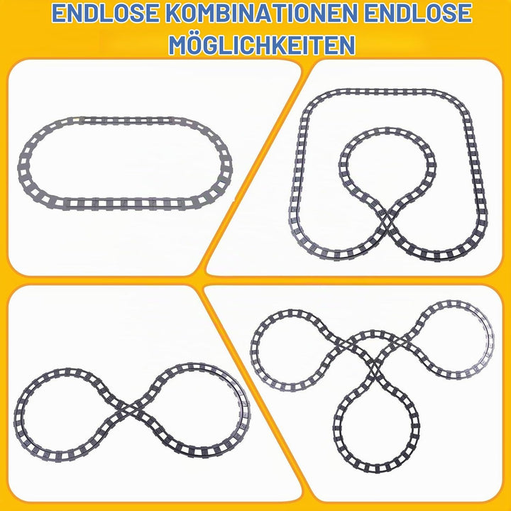 67 Stück Bausteine Schienen Set, City Schienen Eisenbahn mit Cross, Track Gerade, Kurven Schienen, S