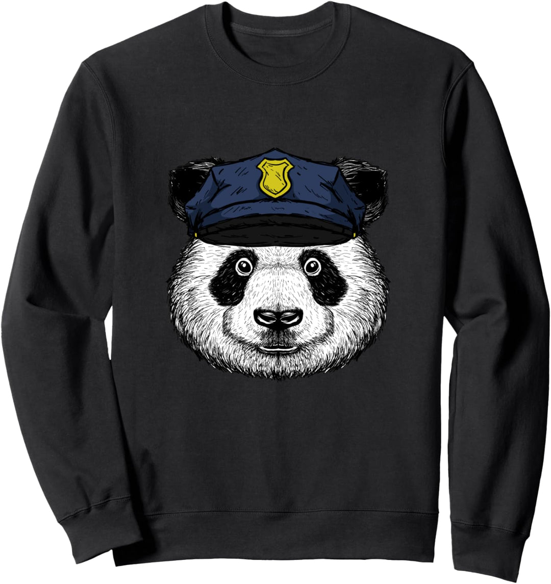 Polizei Panda Bär Polizeimütze Polizist Lustiges Tier Motiv Sweatshirt