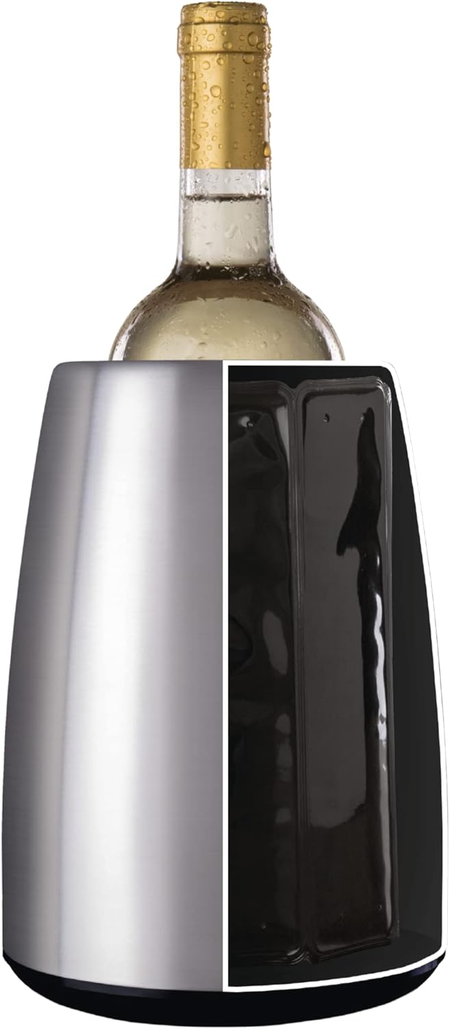 Vacu Vin 3649360 Weinkühler Aktiv Elegant, Edelstahl, 208(h) x 155(dia)mm. Silber Active Cooler Eleg