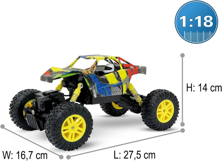 JAMARA 410053 - Hillriser 1:18 Crawler 4WD 2,4GHz - 2 Antriebsmotoren, Allrad, gefedertes Fahrwerk,