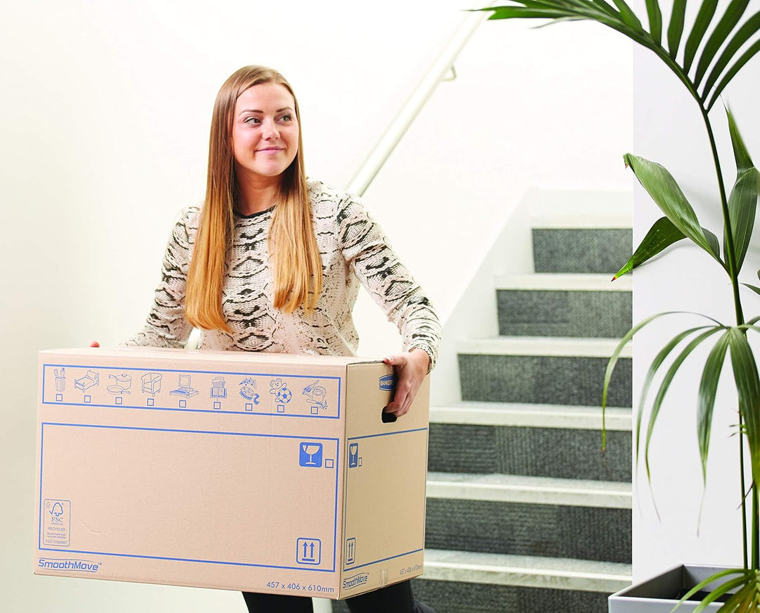 Packung mit 10 Kartons mit Griffen für Umzug, Aufbewahrung und Transport, sehr robust, 50 x 30 x 30