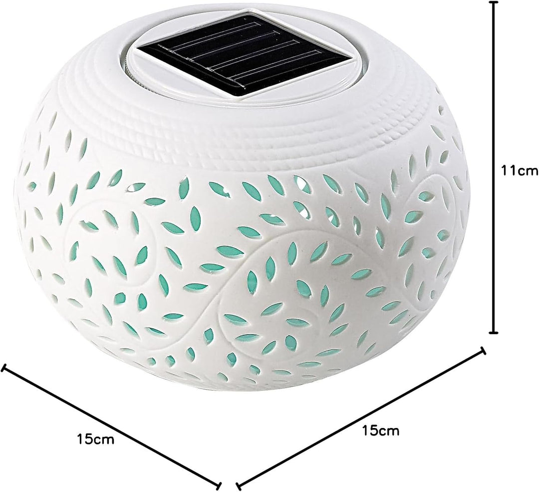 Lunartec Solartischleuchte: Solar-Dekoleuchte aus Porzellan mit Farbwechsler + weisser LED (Solar La