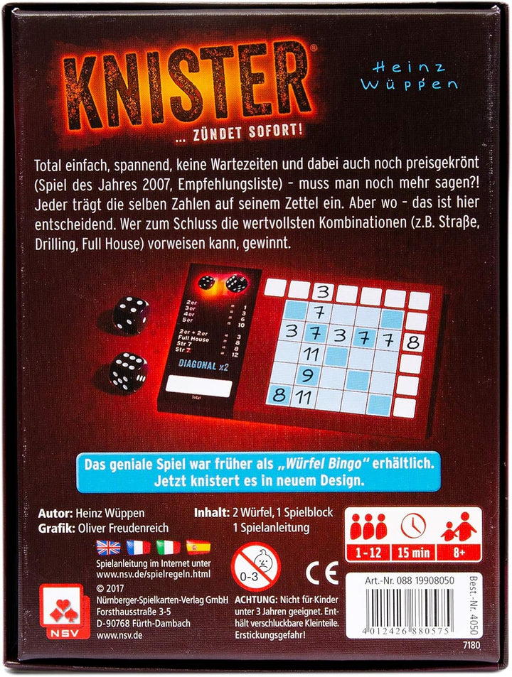 NSV - 4050 - KNISTER - Würfelspiel & 4059 - The Mind - Kartenspiel Bundle mit Kartenspiel, Bundle mi