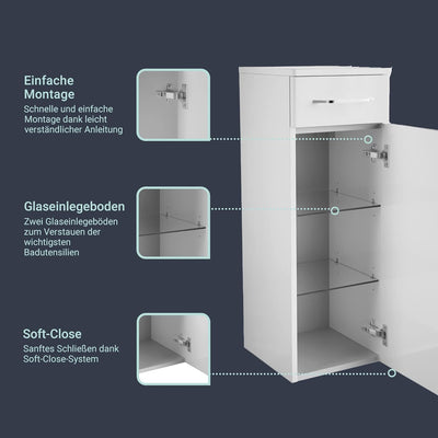 FACKELMANN Milano Midischrank mit Tür und Schublade – Schrank für Badezimmer (30,5 cm x 83 cm x 32 c