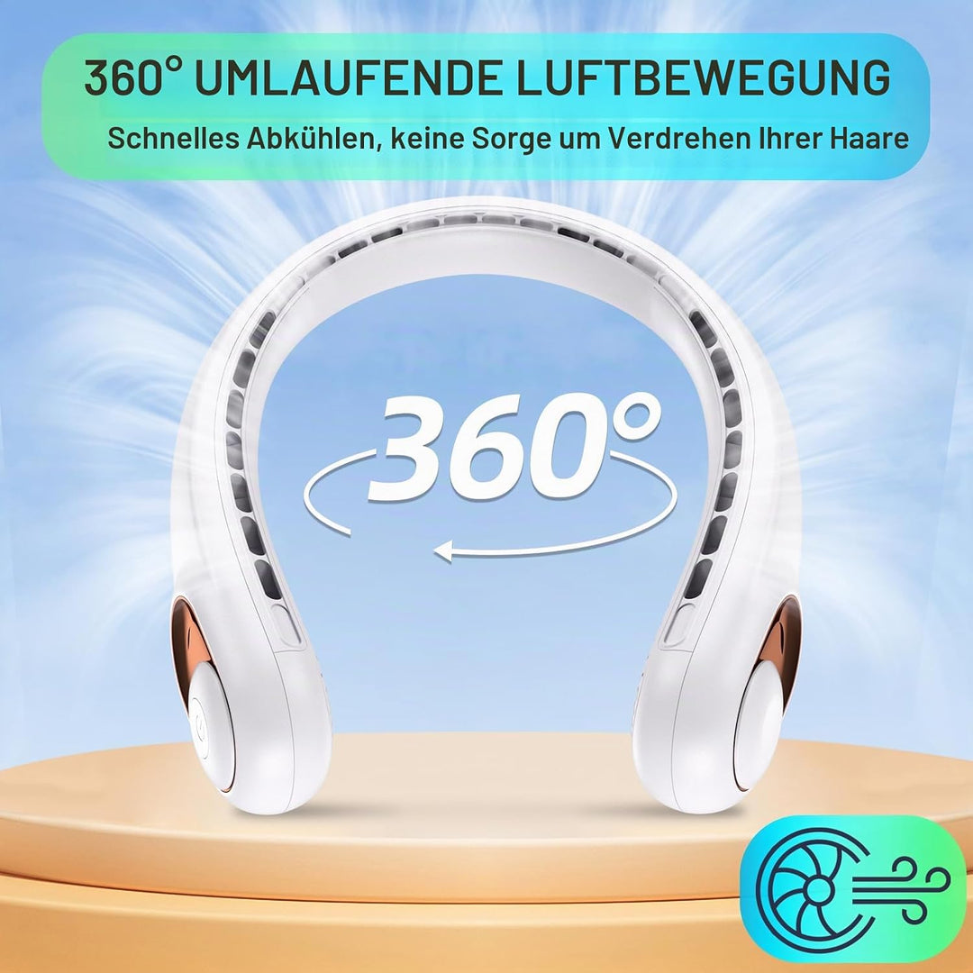 KIDEE Nackenventilator, Halsventilator 360° Luftstrom, Tragbarer Neck Fan zum Umhängen, Ultraleise M