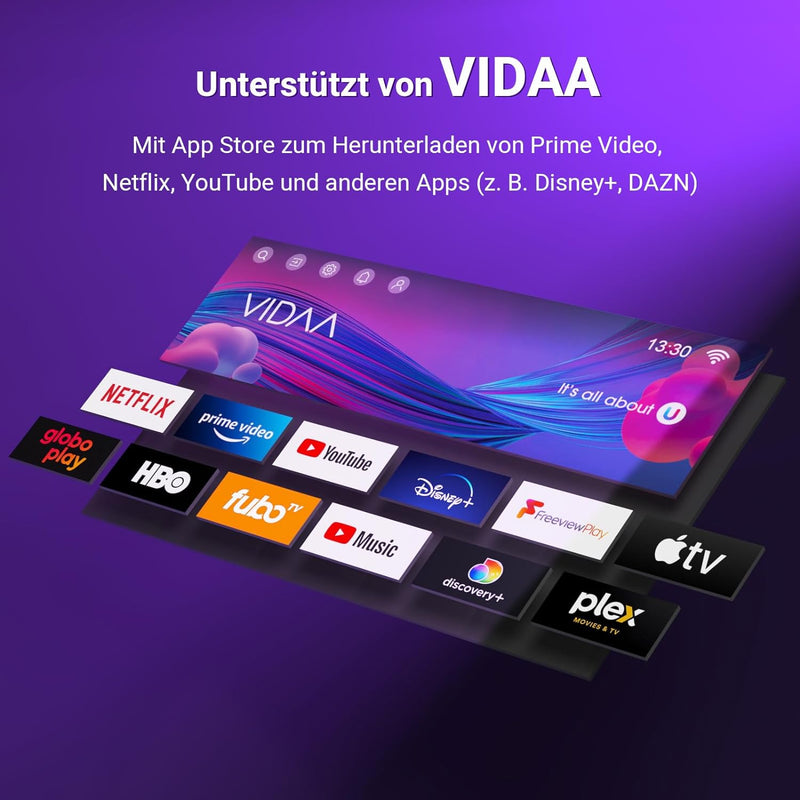 TuTu Smart TV 25 Zoll(80cm) Fernseher(VIDAA) Full HD 1080P Dolby Audio Triple Tuner App Store WiFi H