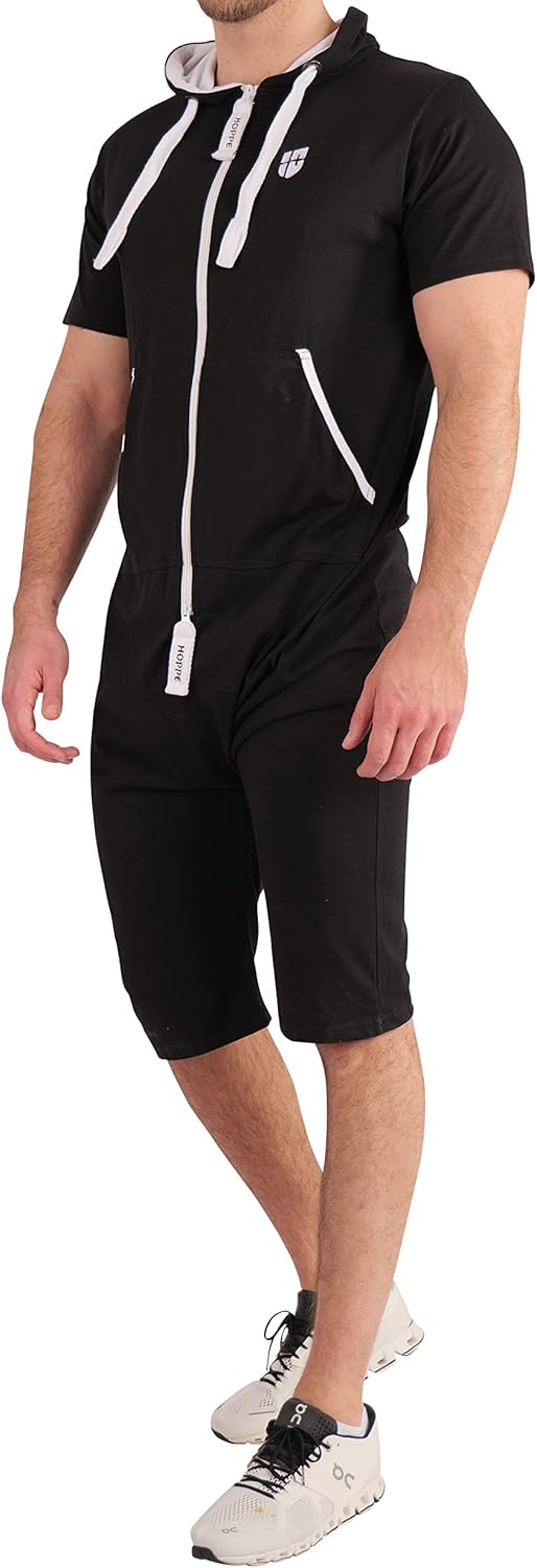 Gennadi Hoppe Herren Sommer Jumpsuit kurz S schwarz (black), S schwarz (black)