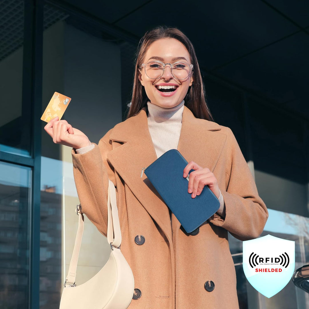 Travelon RFID-blockierende Geldbörse mit einem Reissverschluss, Geldbörse mit RFID-blockierendem Rei