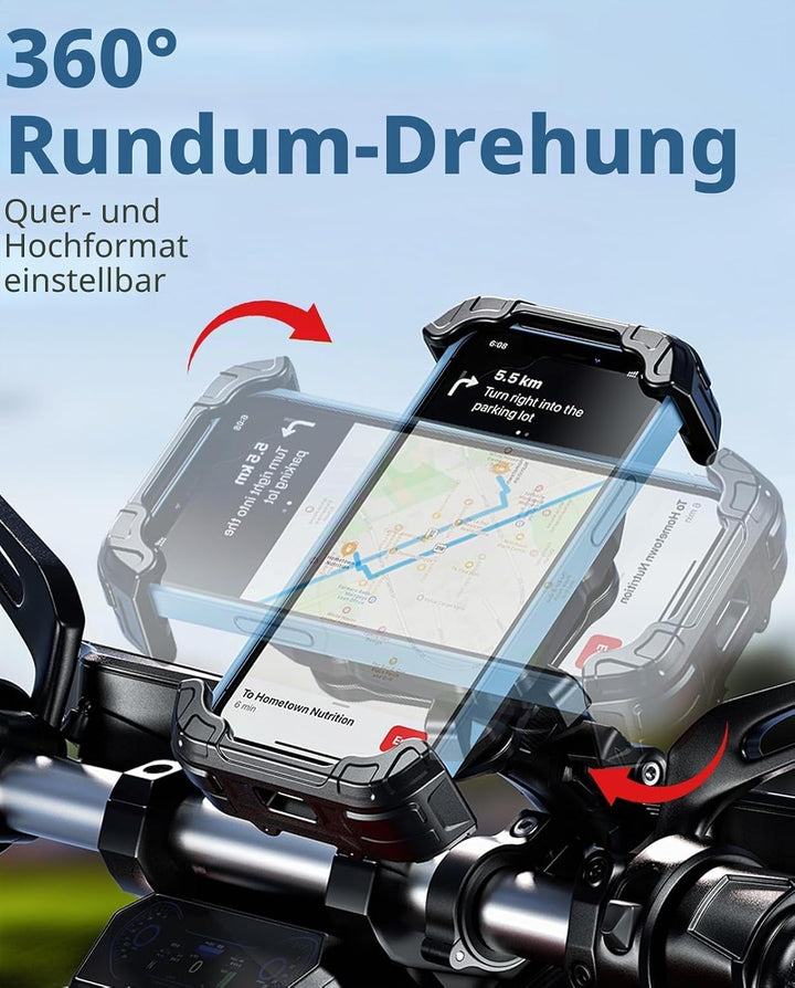 Kewig Motorrad-Handyhalterung mit Vibrationsdämpfer und Hochgeschwindigkeits-Sicherheitsverriegelung