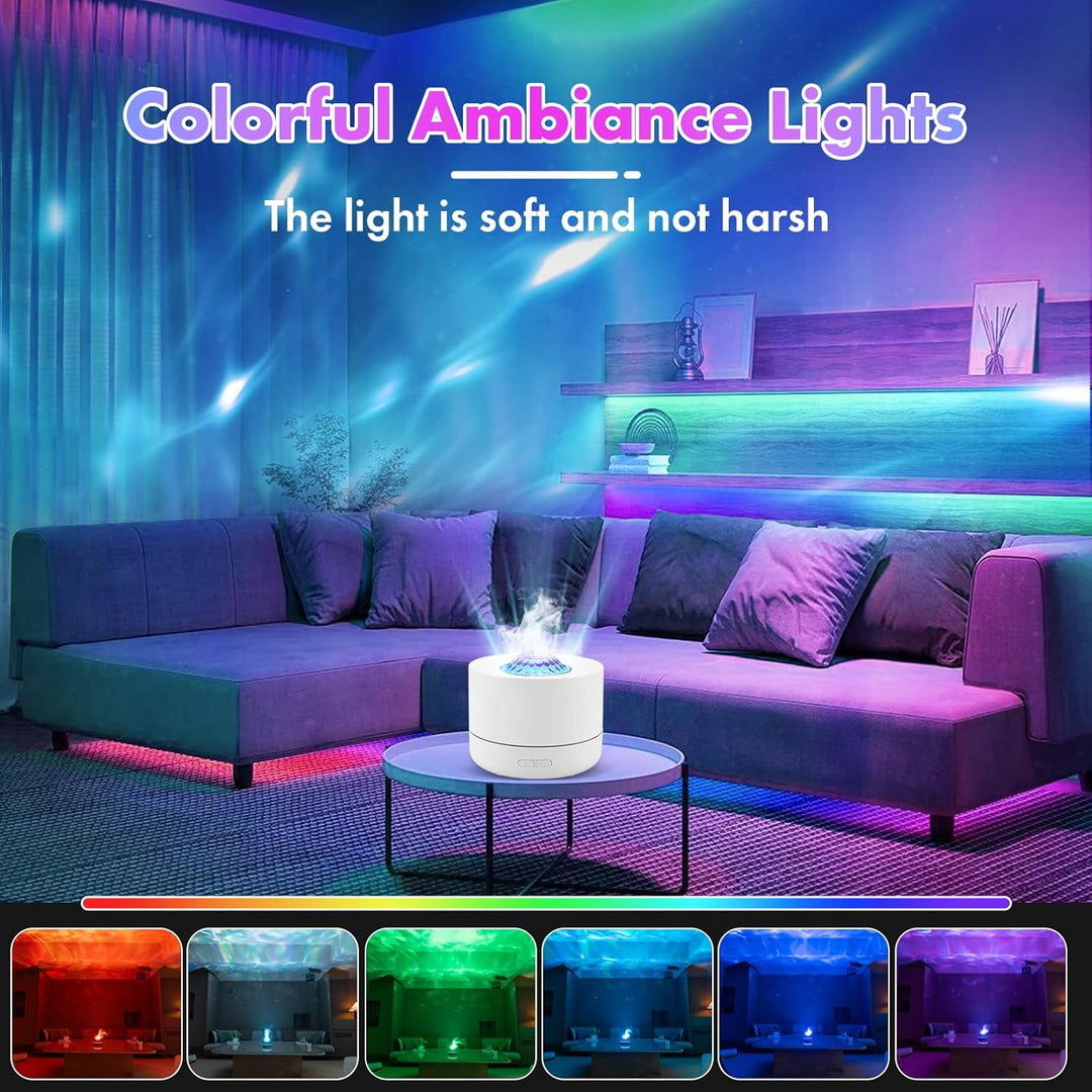 Luftbefeuchter mit Sternenprojektor - 7 Farben LED Nachtlicht & Aromadiffusor - 200ml Tank, 35dB Lei