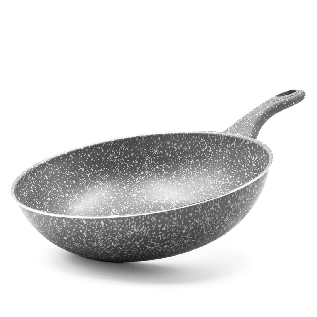 Zanetti - Rara-Stein Wokpfanne aus Aluminium in Steinoptik, Soft-Touch-Griff, Durchmesser 28 cm, her