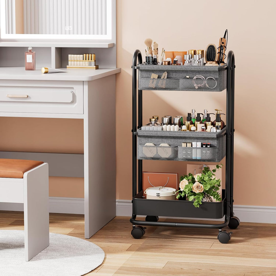 3 Etagen Beweglicher Windeltasche Organizer, Baby Windel Caddy Organizer, Wickeltisch Rollwagen mit