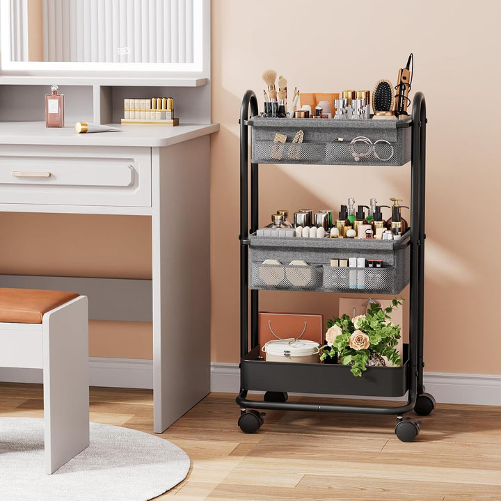 3 Etagen Beweglicher Windeltasche Organizer, Baby Windel Caddy Organizer, Wickeltisch Rollwagen mit