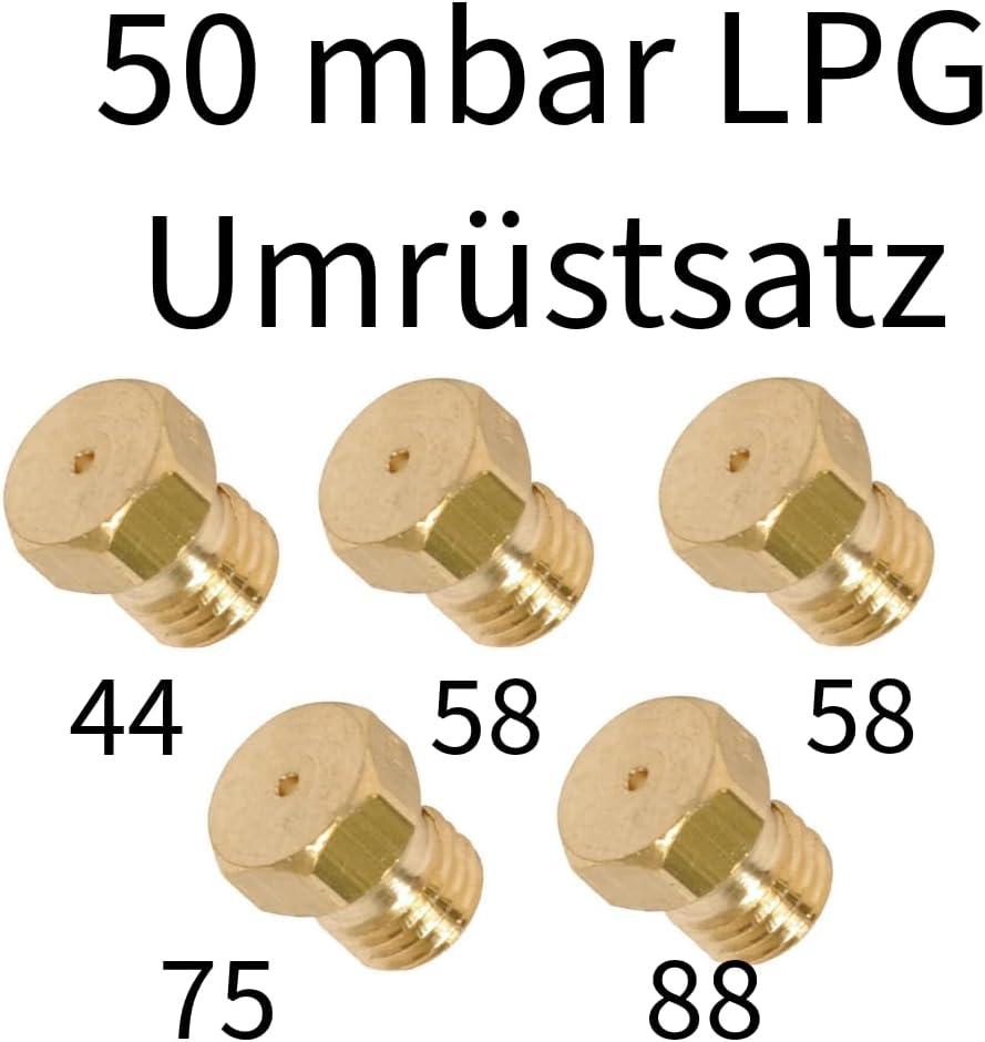 LPG umrüstsatz 5er Pack 1 x 44, 2 x 58, 1 x 75, 1 x 88 Gewinde M6 x 0,75