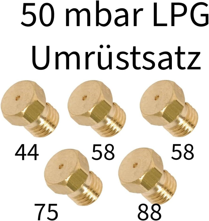 LPG umrüstsatz 5er Pack 1 x 44, 2 x 58, 1 x 75, 1 x 88 Gewinde M6 x 0,75