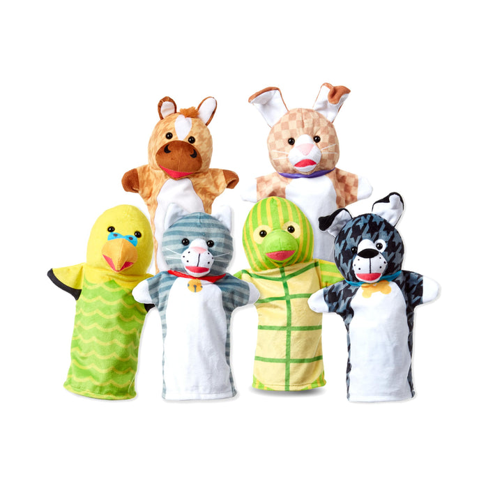 Melissa & Doug Tierfreunde-Handpuppen, 6er-Set (Katze, Hund, Pferd, Papagei, Schildkröte, Hase, Pfer