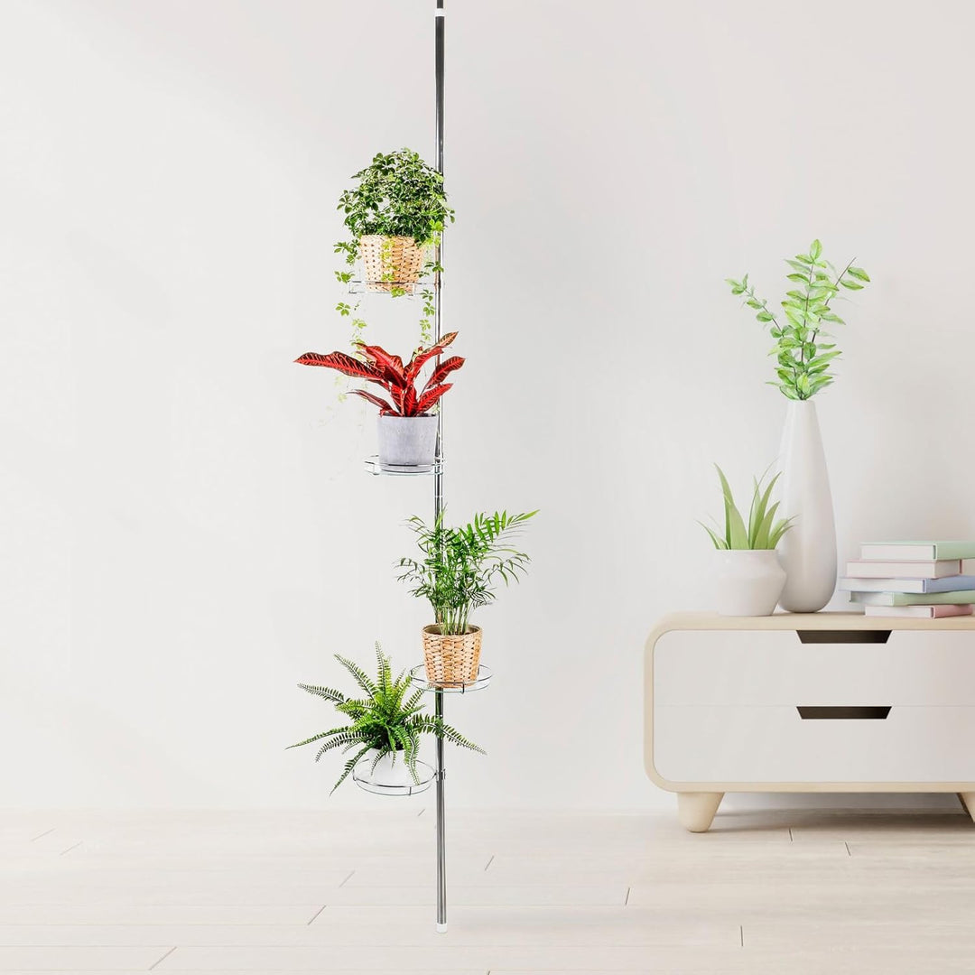 Gravidus Teleskop Blumenregal ausziehbar mit 4 Glasablagen, höhenverstellbar, verchromtes Metall, st