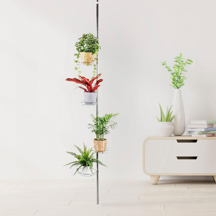 Gravidus Teleskop Blumenregal ausziehbar mit 4 Glasablagen, höhenverstellbar, verchromtes Metall, st