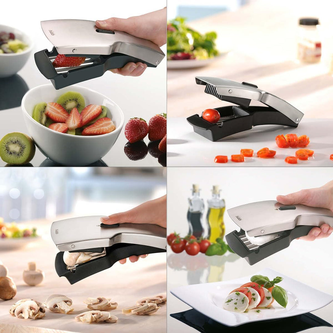 GEFU TARI Gemüseschneider mit 5mm Klingenzähnen - Präziser Scheibenschneider für Obst, Eier & Ka
