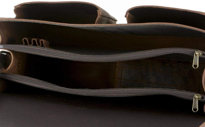 Ruitertassen Lehrertasche Leder XXL Damen Herren Schultasche Aktentasche Tasche 3 Fächer braun Range