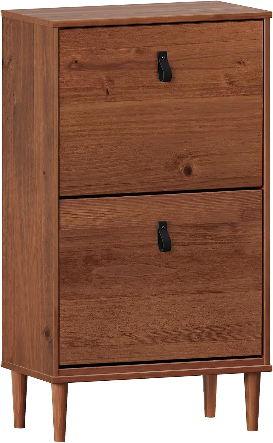 IDIMEX Schuhkipper MIKKA mit 2 Klappen, Kastanie - schmaler Schuhschrank, platzsparende Schuhkommode