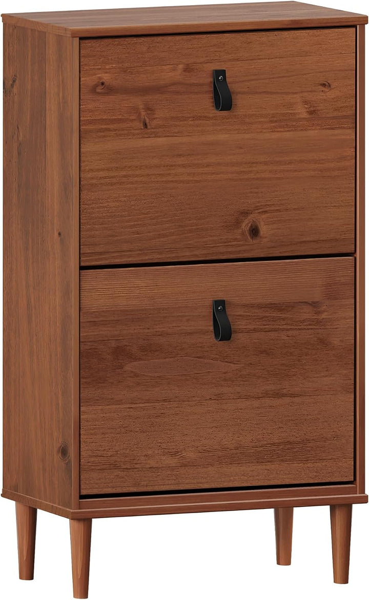 IDIMEX Schuhkipper MIKKA mit 2 Klappen, Kastanie - schmaler Schuhschrank, platzsparende Schuhkommode