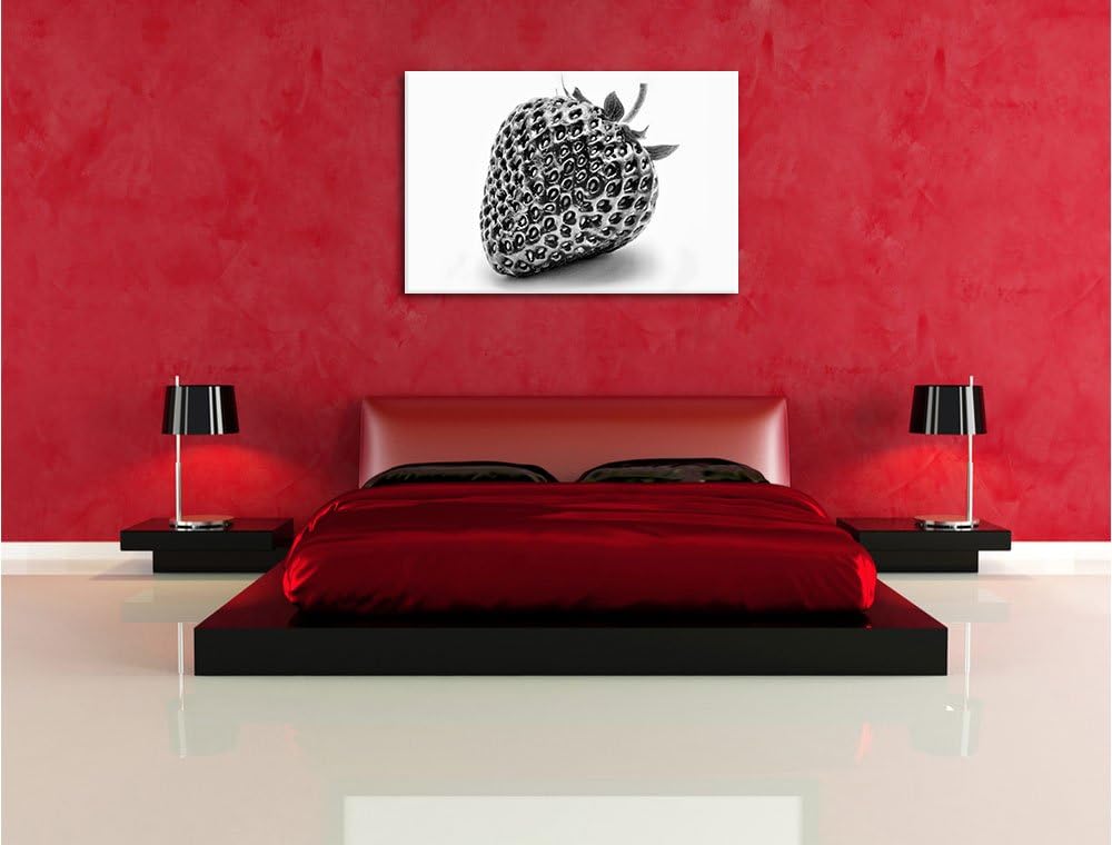 Pixxprint Erdbeere Strawberry Obst / 100x70cm Leinwandbild bespannt auf Holzrahmen/Wandbild Kunstdru