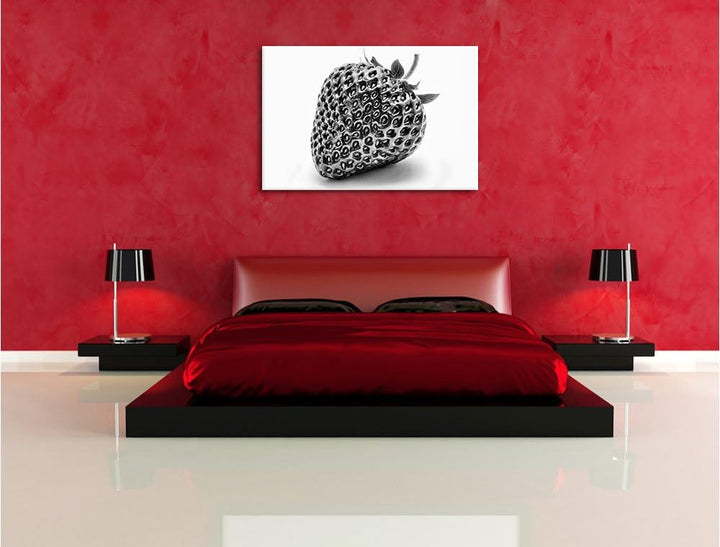 Pixxprint Erdbeere Strawberry Obst / 100x70cm Leinwandbild bespannt auf Holzrahmen/Wandbild Kunstdru