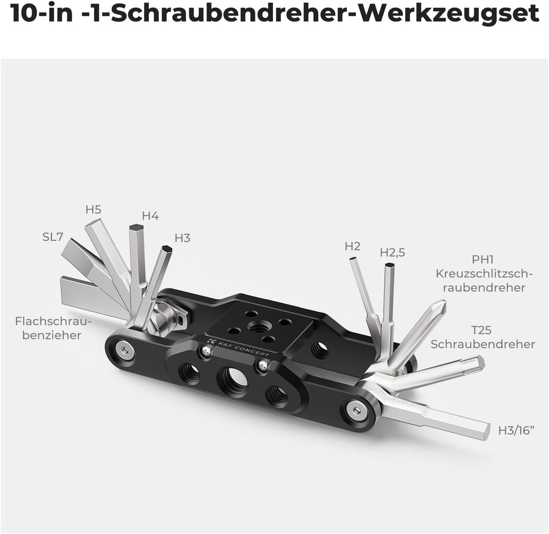 K&F CONCEPT 10-in-1 Kamera Multitool Werkzeug mit Schraubendreher und Schraubenschlüssel,Faltbarer W