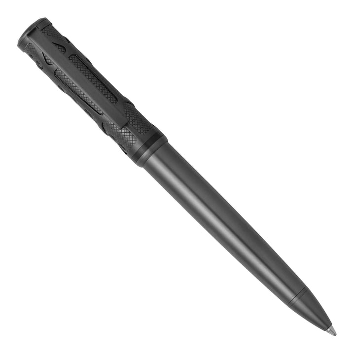 Hugo Boss Craft Kugelschreiber aus Messing in der Farbe Gun, Länge: 14,3cm, Minenfarbe: Blau, HSS308