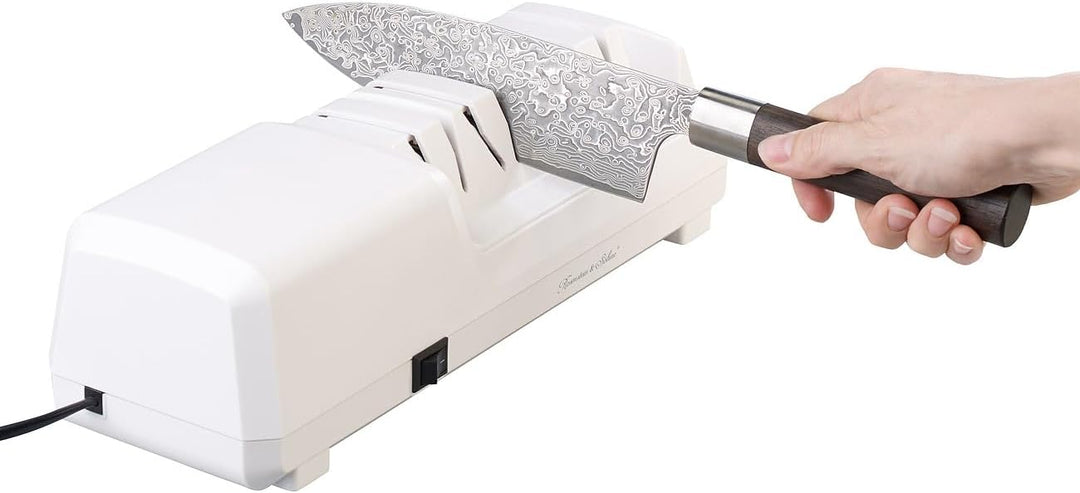 Rosenstein & Söhne Hand-Messerschärfer: Elektrischer Profi-Diamant-Messerschärfer, 4 Schleif-Stufen,