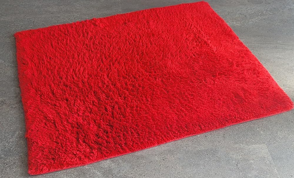 Spirella 10.15589 WC-Vorleger ohne Ausschnitt 55 x 65 cm, True Red, 100% Bio-Baumwolle