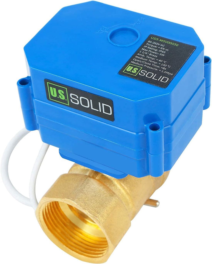 U.S. Solid 1 1/4" Motorkugelhahn Messing 2 Wege Elektrischer Kugelhahn 220V AC (85-265 V AC), DN32,