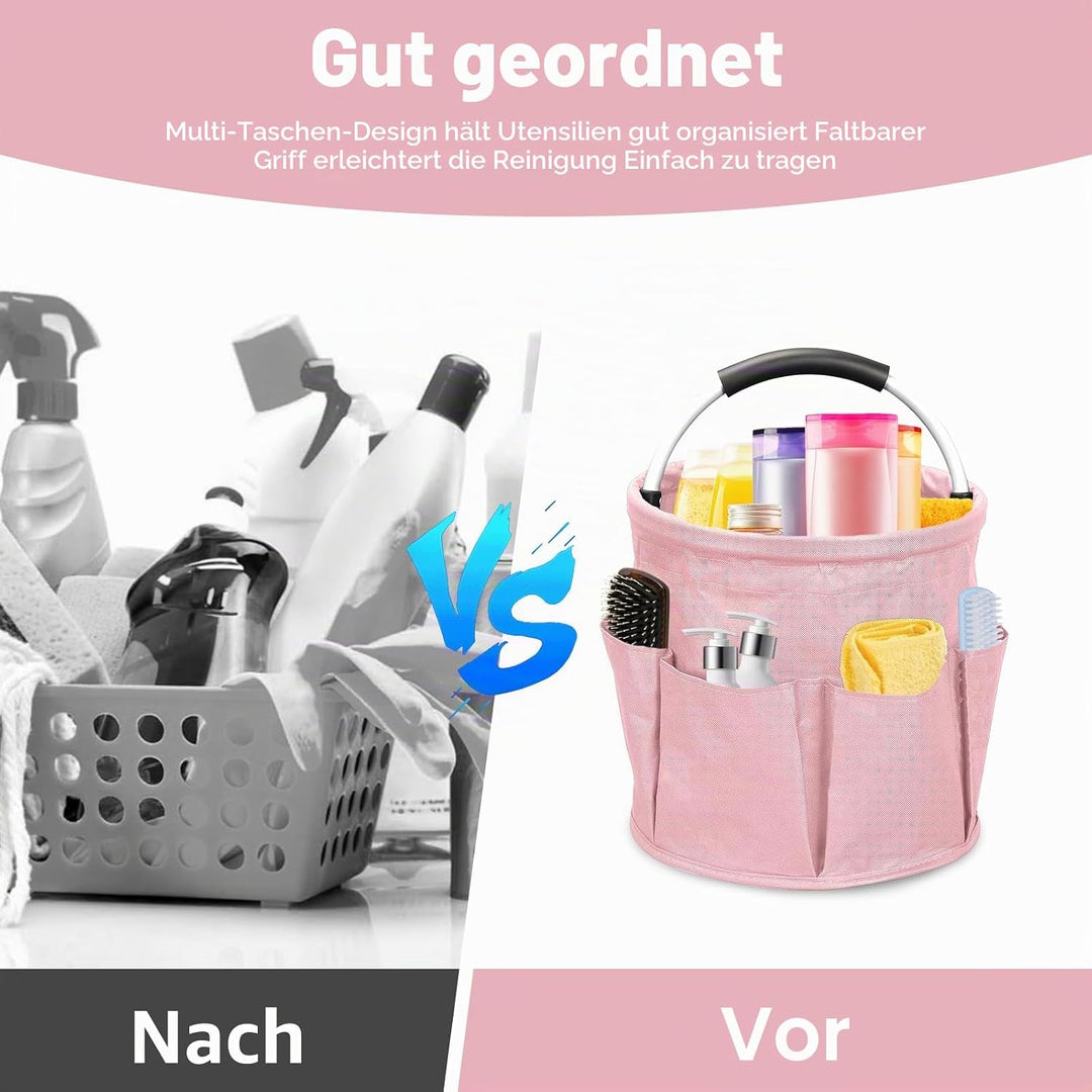 Putzmittel Organizer, 17L Faltbare Universal Reinigungs Caddy, Putztasche Aufbewahrungskorb mit Grif