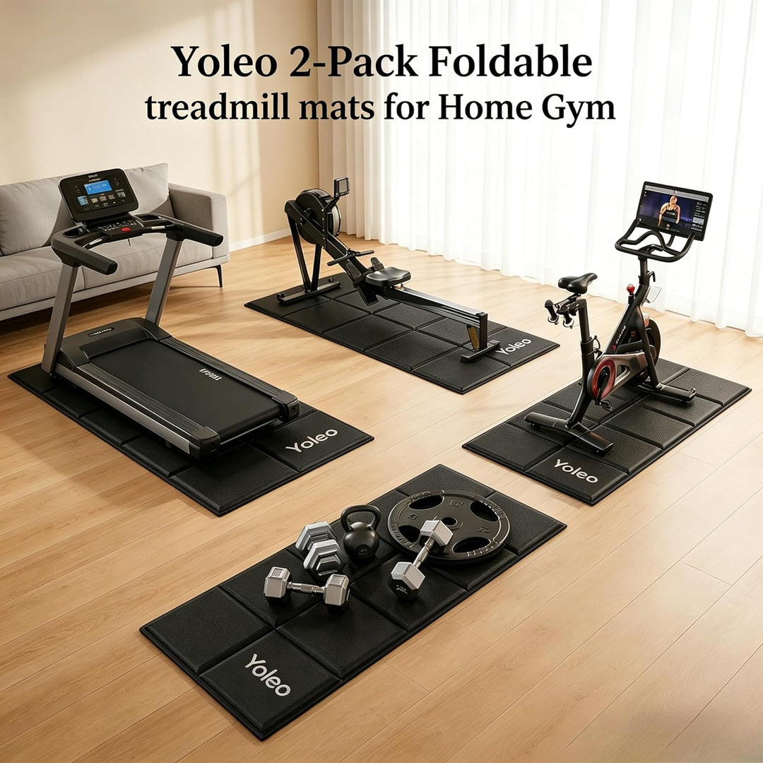 Yoleo Faltbare Bodenschutzmatte-160x75cm Laufband Matte, Schalldämmend Rutschfester Bodenschutz für
